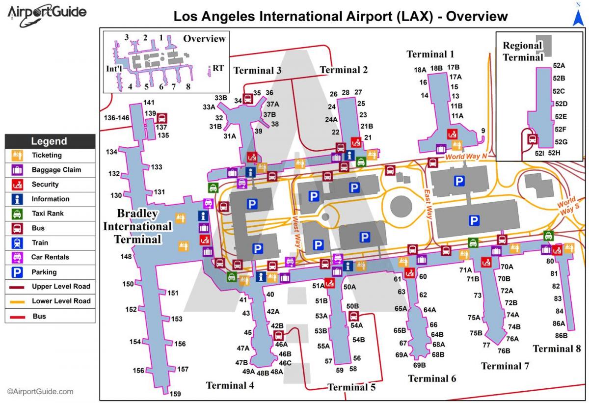 Mapa terminala lotniska w Los Angeles