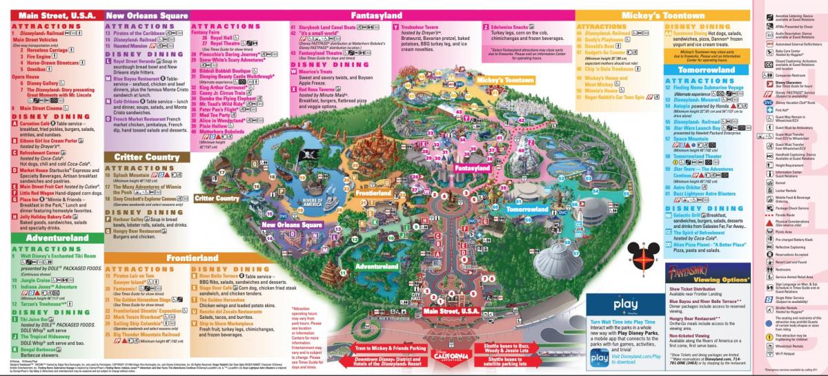 Mapa parku w Los Angeles Disneyland