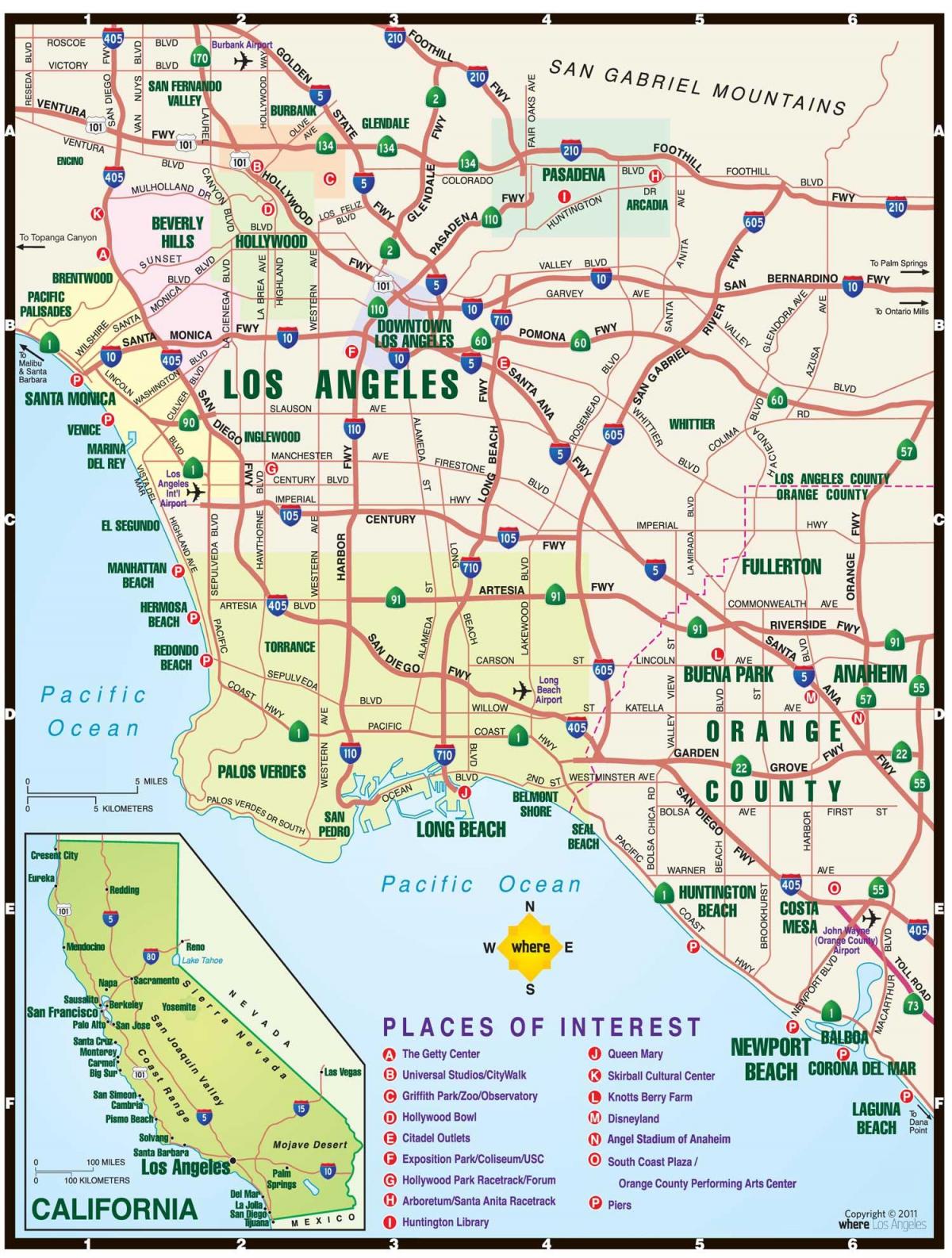 Mapa miasta Los Angeles