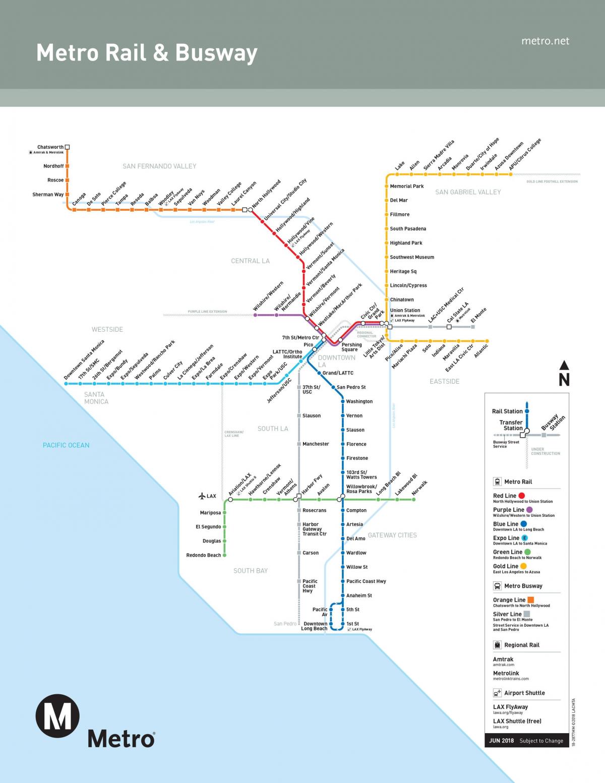 Mapa stacji metra w Los Angeles