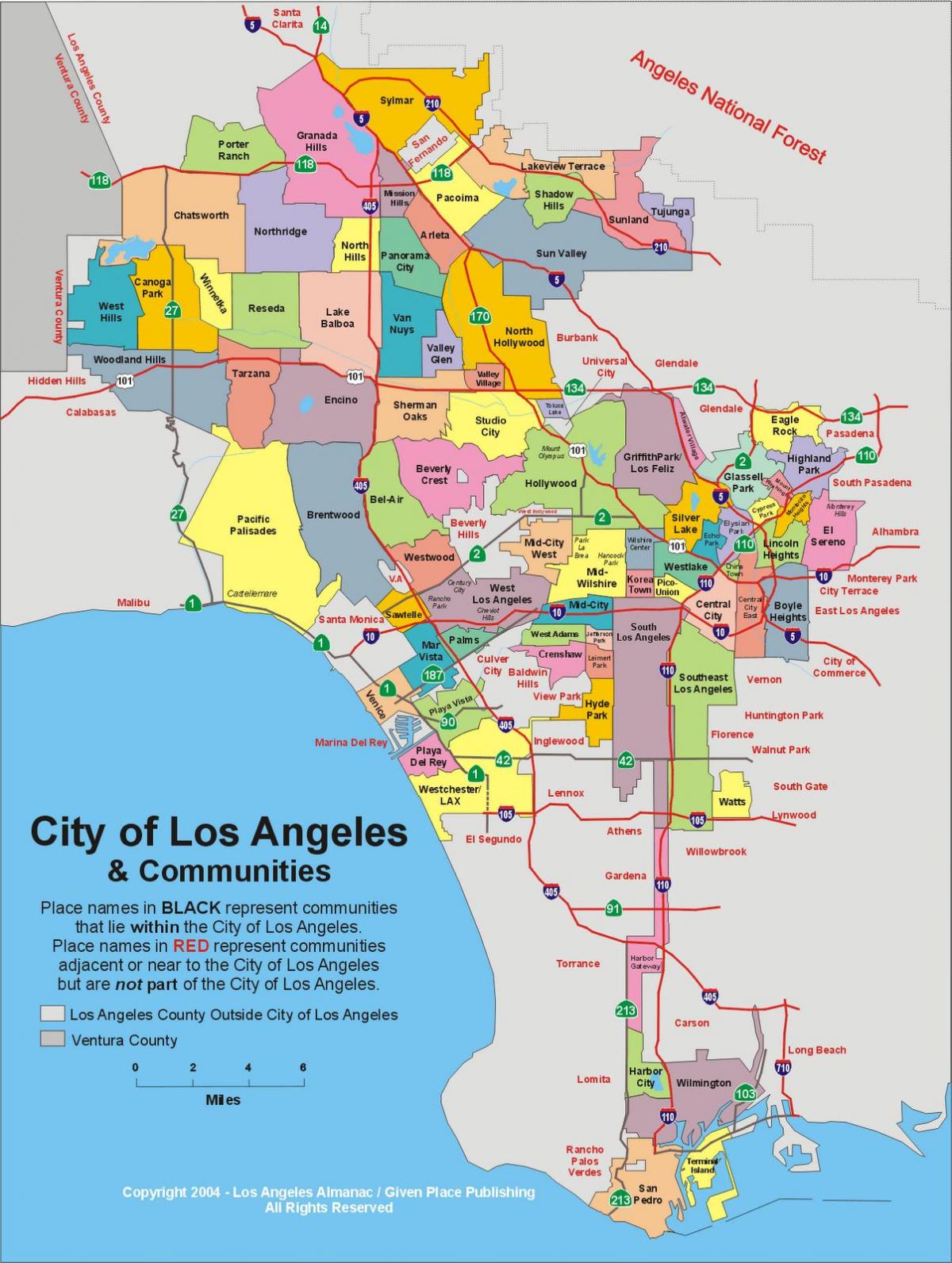 Mapa dzielnic Los Angeles