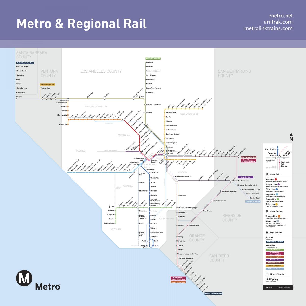 Mapa stacji metra w Los Angeles