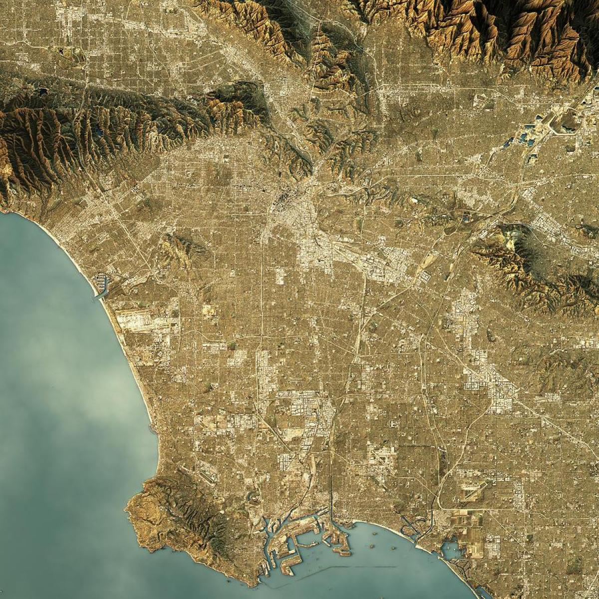 Mapa wysokościowa Los Angeles