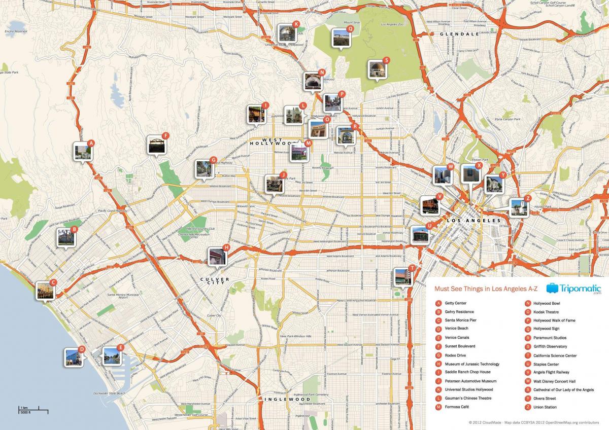 Mapa zwiedzania Los Angeles