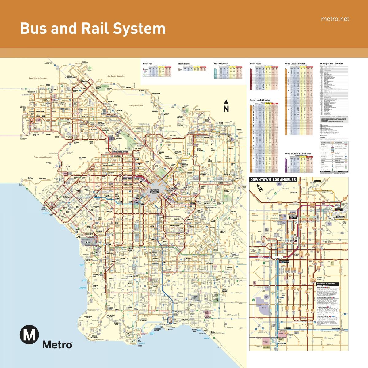 Mapa transportowa Los Angeles