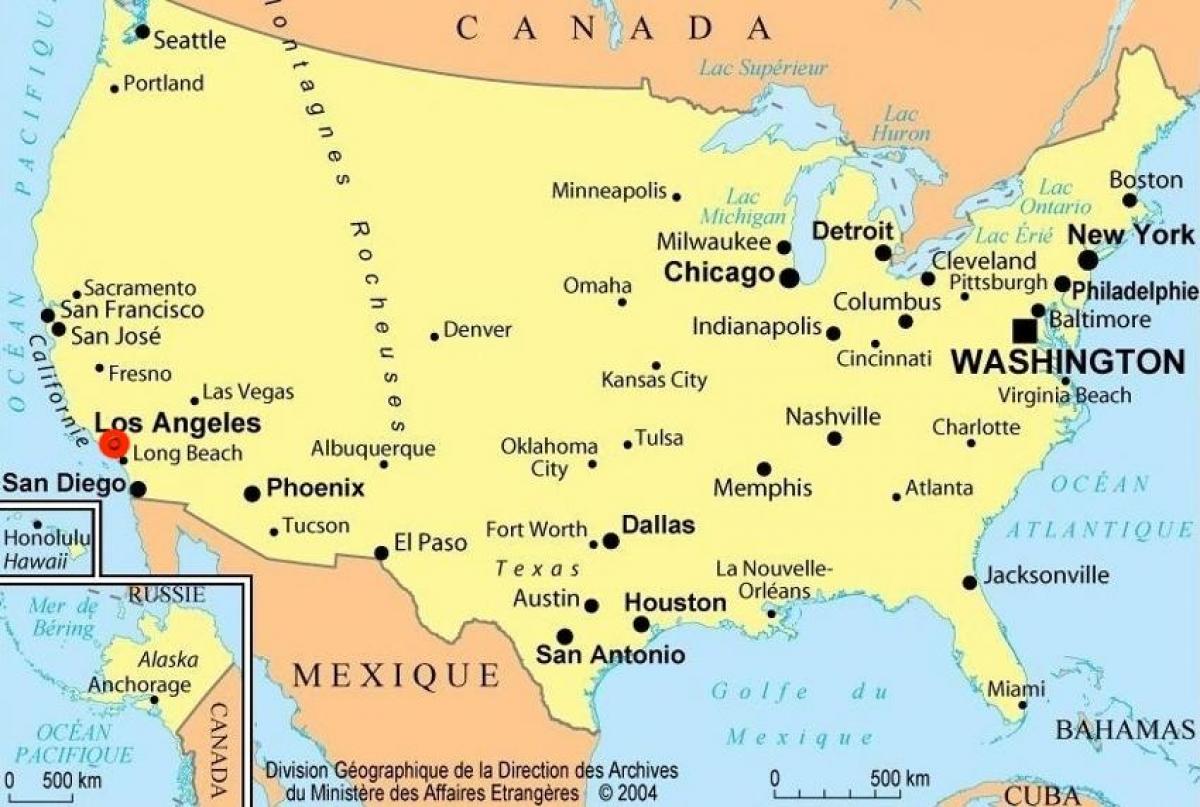 Los Angeles na mapie USA