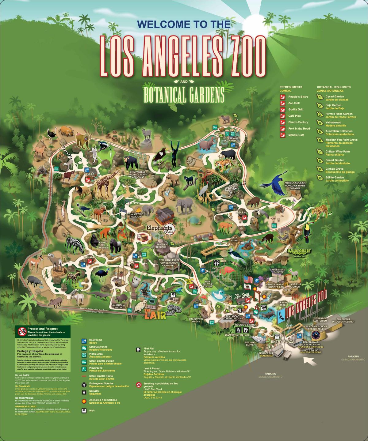 Mapa parku zoo w Los Angeles